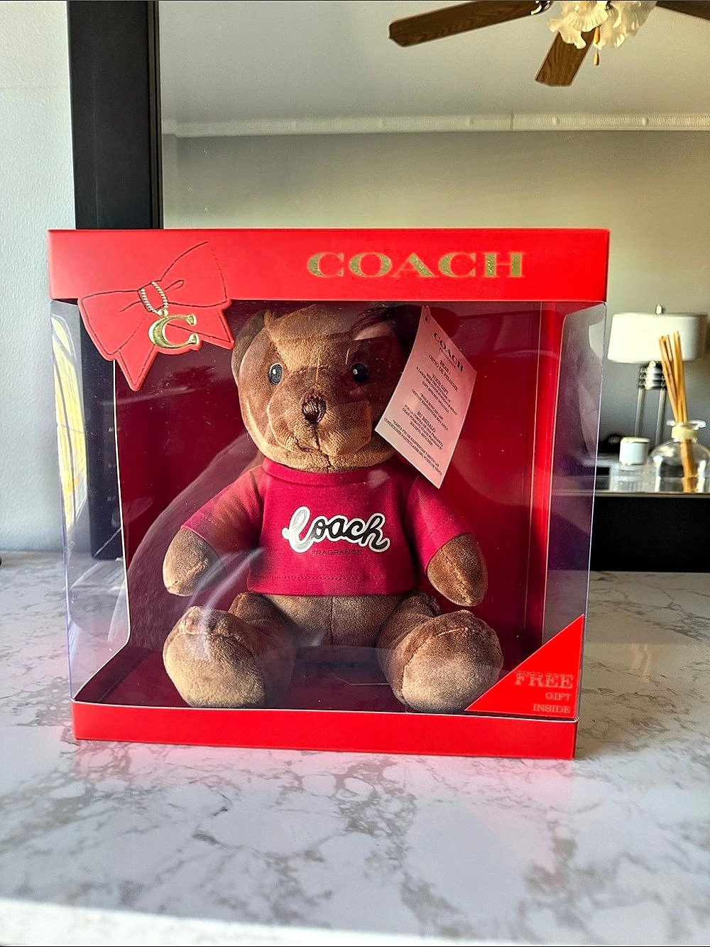 Coach Holiday Teddy Bear Gift Set Red & Brown